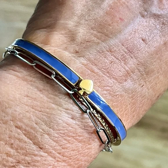 kate spade EUC Bracelet Gold w/Lavender Enamel/hinged w/Spade click closure - Picture 5 of 11